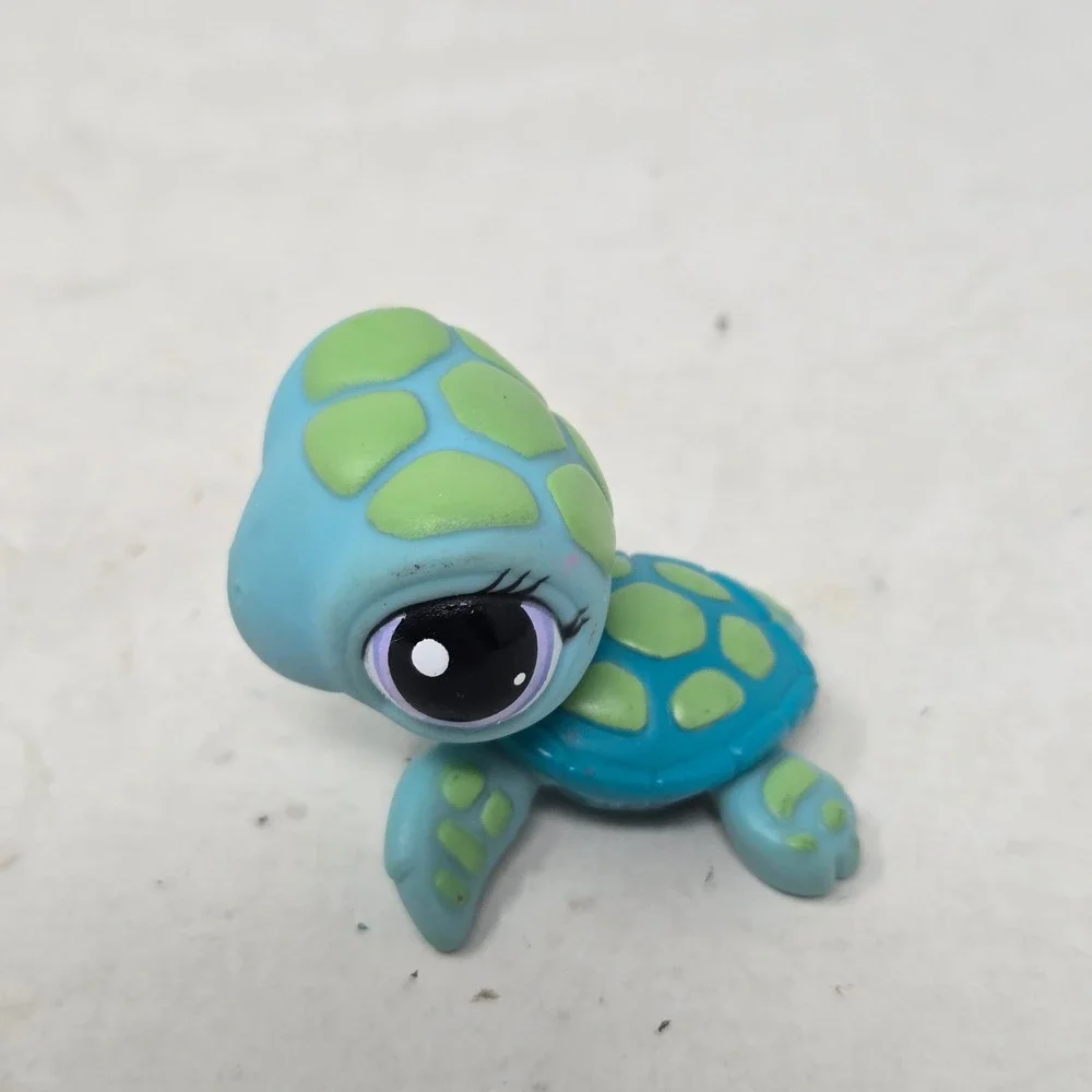 Littlest Pet Shop Turtle Teal Blue Green Shell Purple Eyes Hasbro LPS 1325